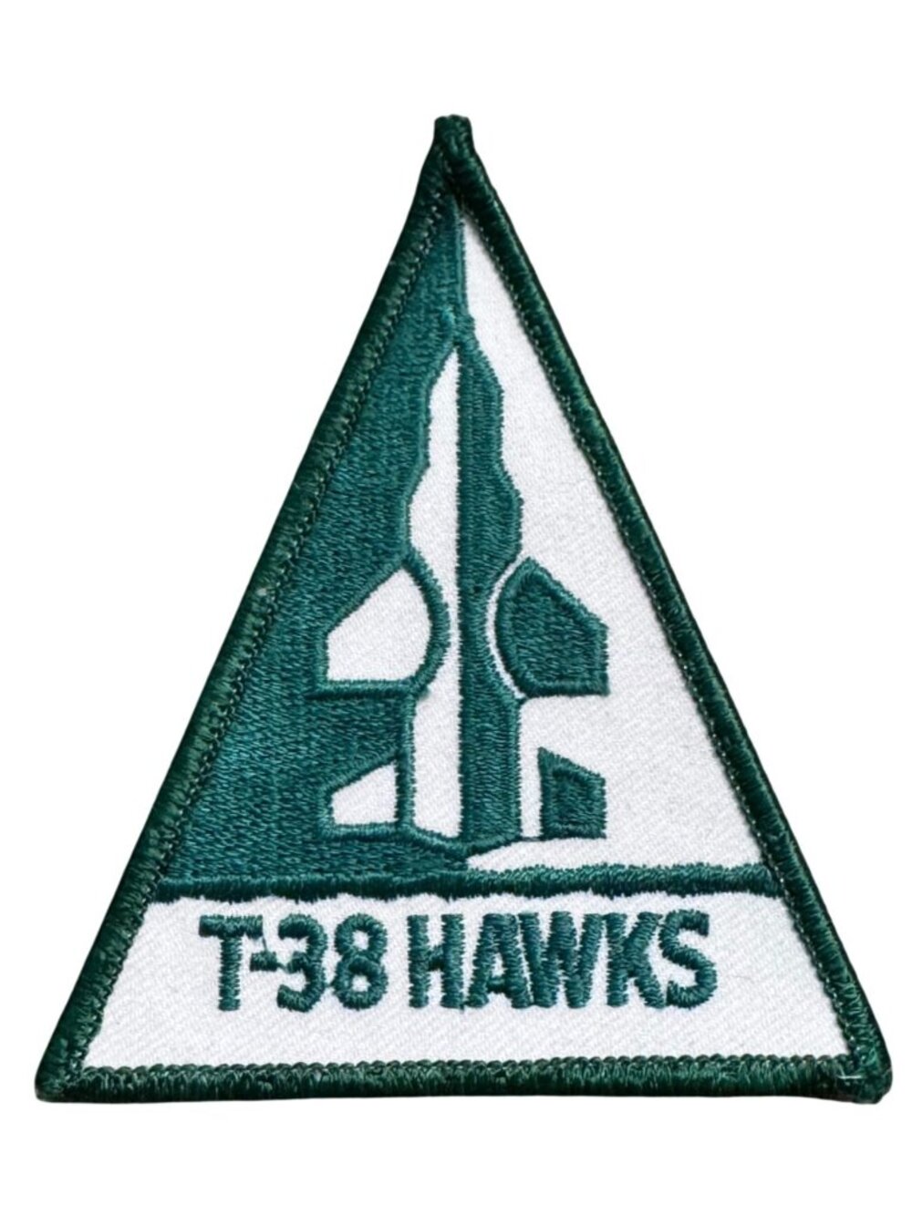 T-38 Hawks Embroidered Patch Vintage USAF Triangle Design 3.5" Green & White